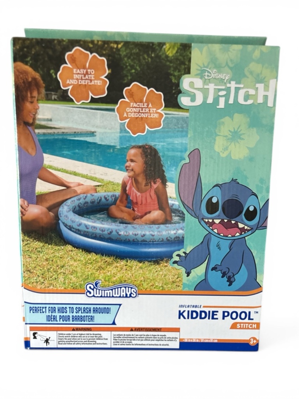 Disney Stitch Blue Inflatable Kiddie Pool with Character Print